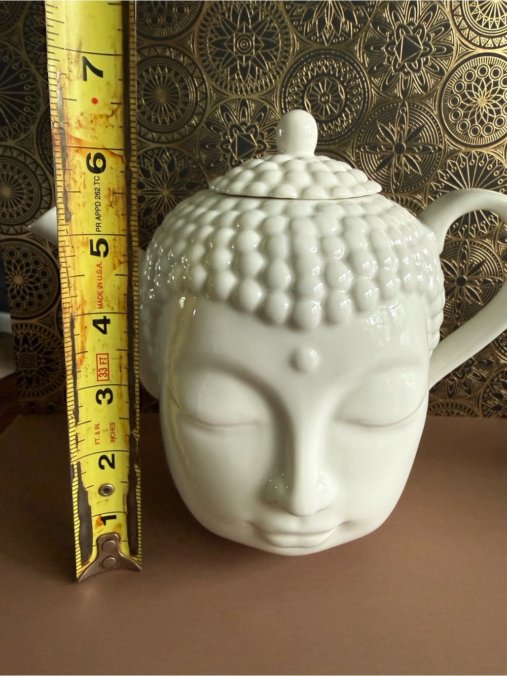 White Buddha Head Teapot - Ceramic - Picture 3 of 3